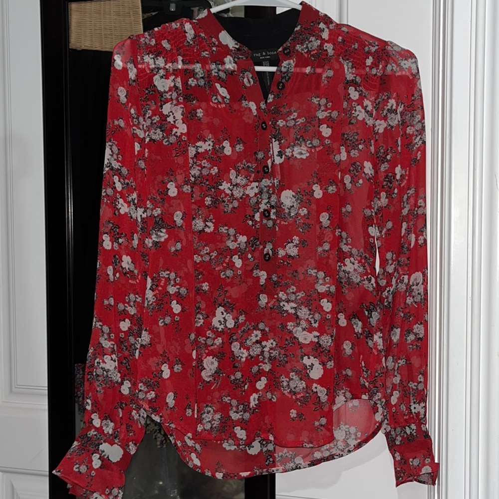 COPY - Rag and bone, new with tags. Size XXS red floral blouse